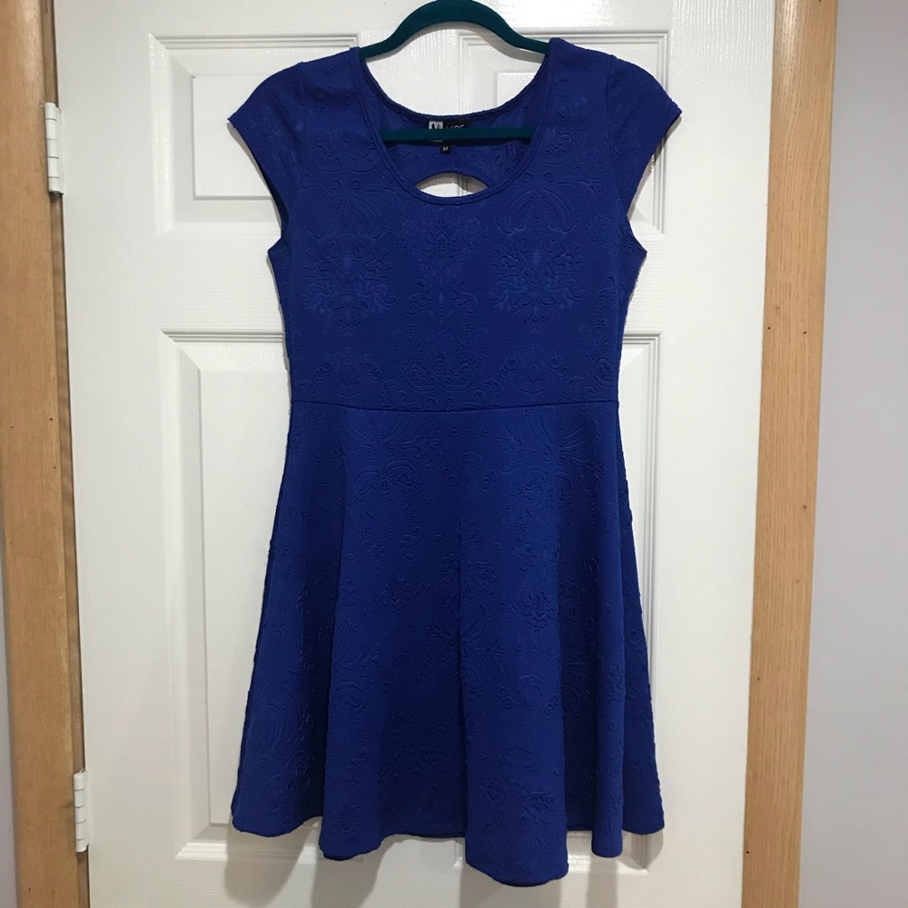 Royal Blue Short-Sleeved Skater Dress